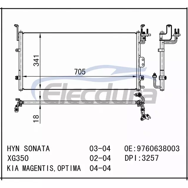 9760638003 Hyundai Sonata 2003–2004 A/C-Kondensator
