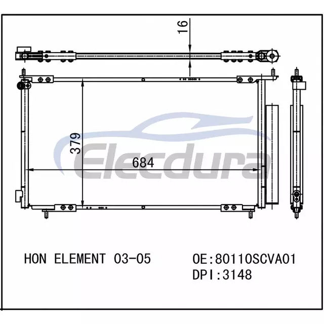 80110SCVA01 Condensatore A/C Honda Element 2003-2008