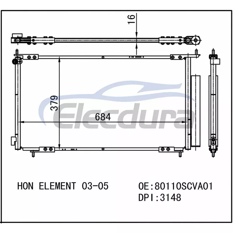 80110SCVA01 Honda Element 2003-2008 Конденсатор кондиционера