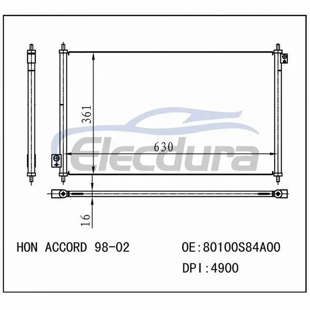 80100S84A00 Honda Accord 1998-2002 2.3L L4 Condensador de A/C Conjunto