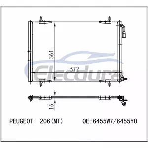 6455.W6 Peugeot 206 2009-2013 Condenseur de climatisation