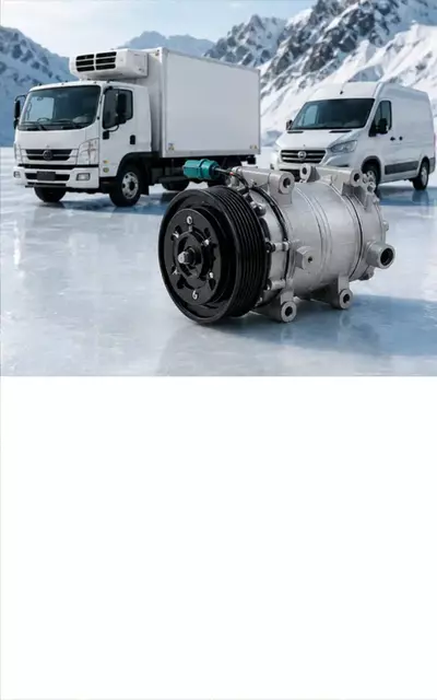Refrigerated trucks and vans with transport refrigeration AC compressor