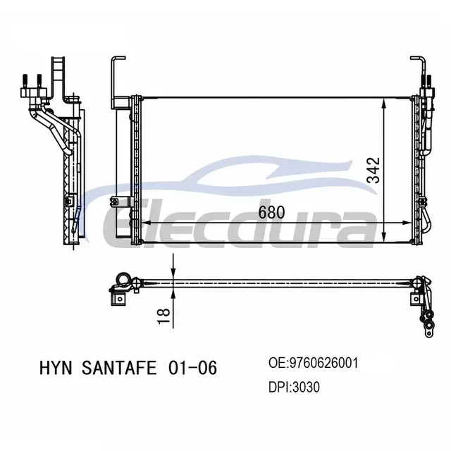 9760626001 Hyundai Santafe 2001-2006 Klima Kondansat&ouml;r&uuml;