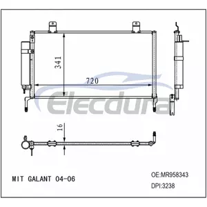 MR958343 Condenseur de climatisation Mitsubishi Galant 2004-2006