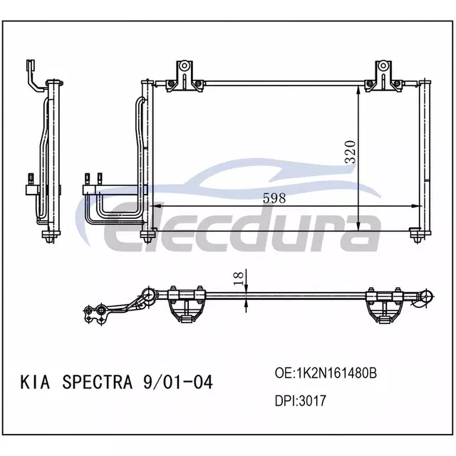 1K2N161480B Kia Spectra 2001-2004 Skraplacz klimatyzacji