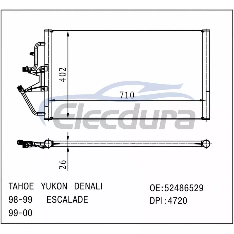 52486529 Cadillac Escalade 1999-2000 A/C kondenz&aacute;tor 730 x 410 x 16 mm j&aacute;dro
