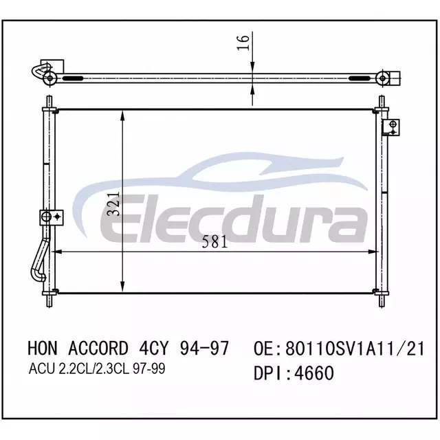 Kondensor AC 80110SV1A11 Honda Accord 1994-1997
