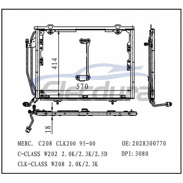 2028300770 Mercedes-Benz C230 W202 1999-2000 Kondensor A/C