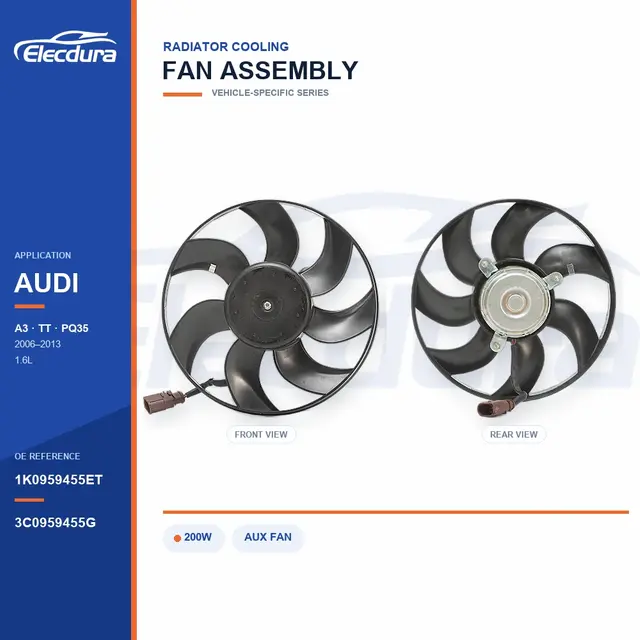 Ventilador de resfriamento do radiador para Audi A3 / TT 200W 1K0959455ET fornecimento em massa
