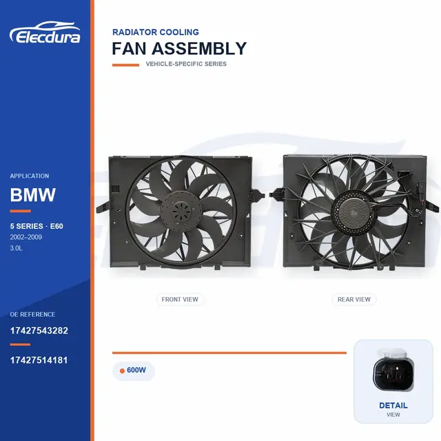 Conjunto del ventilador de refrigeraci&oacute;n del radiador para BMW E60 600W 17427543282 Suministro a granel