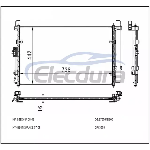 976064D900 Hyundai Entourace 2007-2008 Zesp&oacute;ł skraplacza klimatyzacji