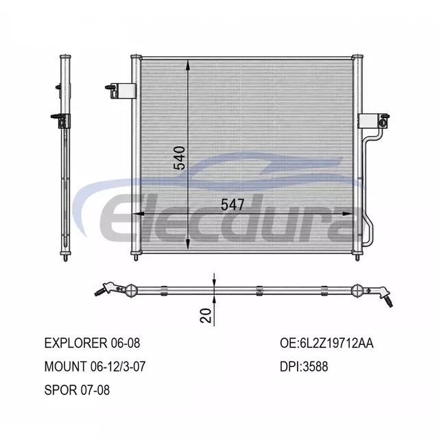 6L2Z19712AA Ford Explorer 2006-2010 Skraplacz klimatyzacji z osuszaczem