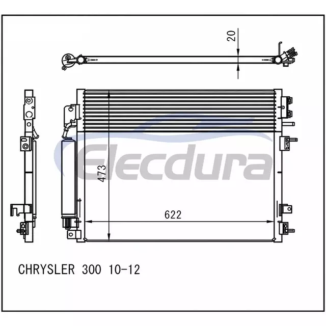 68050127AB Chevrolet 300 2010-2012 Skraplacz klimatyzacji rdzeń 20mm