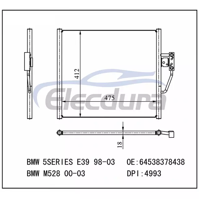 8.378.438 BMW S&eacute;rie 5 E39 1998-2003 Condenseur de climatisation
