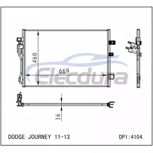 68102117AA Dodge Dge Journey 2011-2015 A/C 콘덴서 16mm 코어