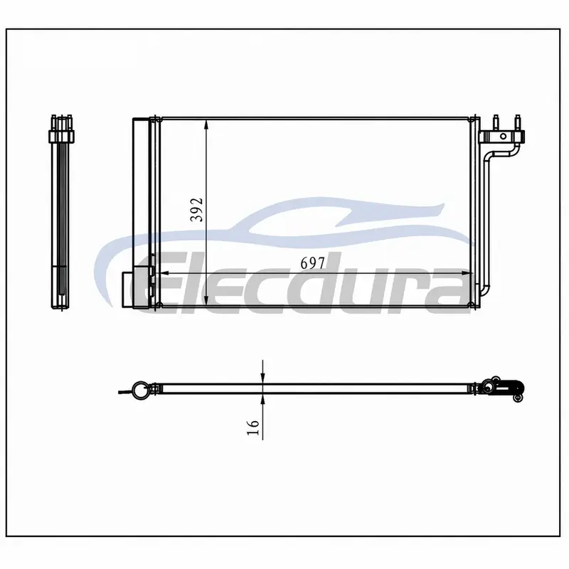 1684204 Ford Focus Pfc 2012-2013 2.0L Condenseur de climatisation noyau 16mm