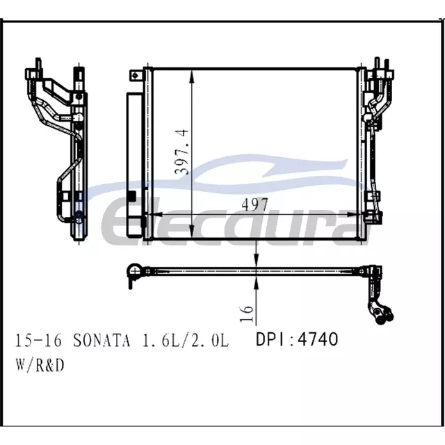 97606C2100 Hyundai Sonata 2015-2016 1.6L / 2.0LA/C Skraplacz