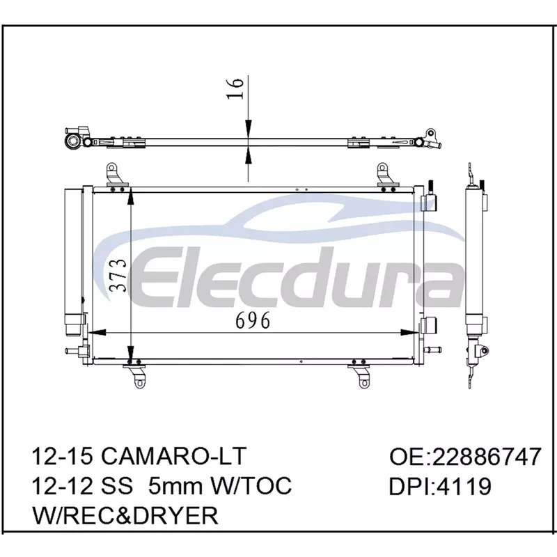 22886747 Condensatore aria condizionata Chevrolet Camaro-Lt 2012-2015