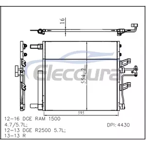 52014588AB Dodge Ram 1500 2012-2016 A/C 콘덴서 16mm 코어