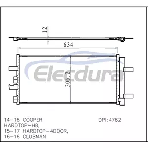 64509271204 MINI Cooper Hardtop 2014-2016 Skraplacz klimatyzacji z osuszaczem 12mm rdzeniem