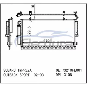 73210FE000 Subaru Impreza 2002-2003 Condensator A/C