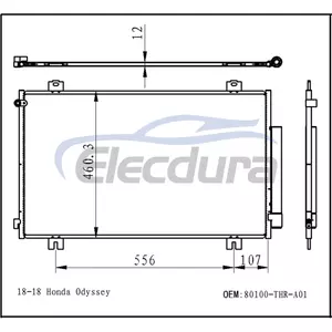 80100-THR-A01 Honda Odyssey 2018-2019 A/C kondenz&aacute;tor szerelv&eacute;ny, 12 mm-es mag