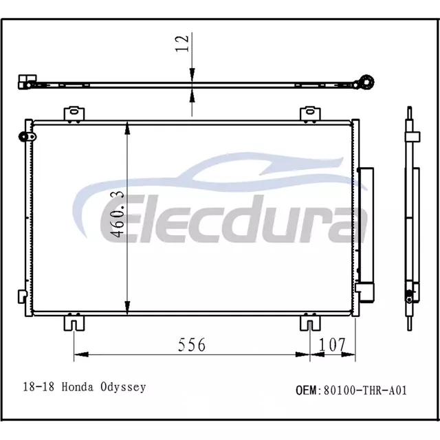 80100-THR-A01 Honda Odyssey 2018-2019 A/C-kondensatorsamling 12 mm kerne