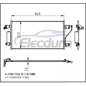 92100EZ40A Nissan Titan Xd -Turbo 2016-2017 5.0LA/C Condensator 16mm Miez