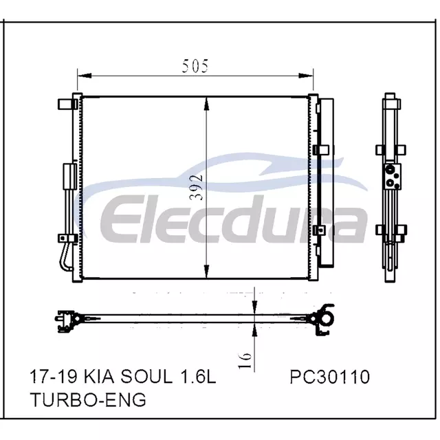 97606B2500 Kia Soul 2017-2019 1.6LA/C 콘덴서