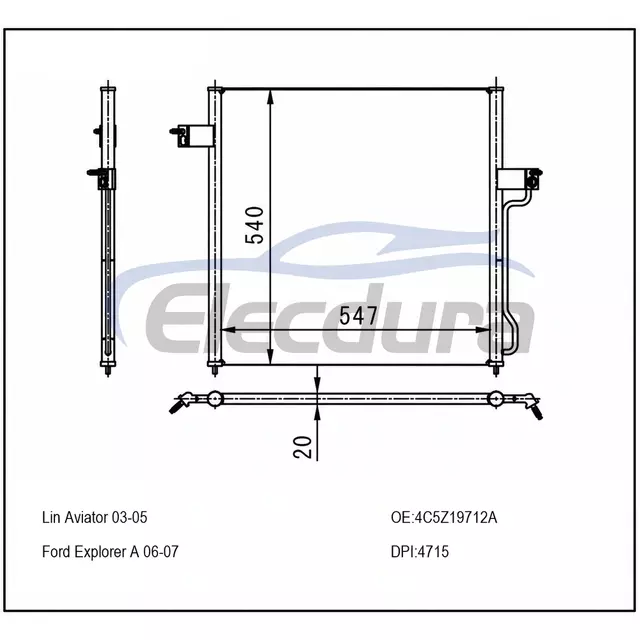 4C5Z19712A Ford Explorer A 2006-2007 Конденсатор кондиционера