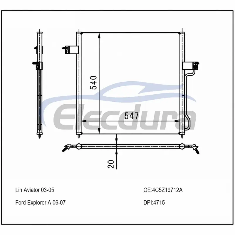 4C5Z19712A Ford Explorer A 2006-2007 A/C kondenseri