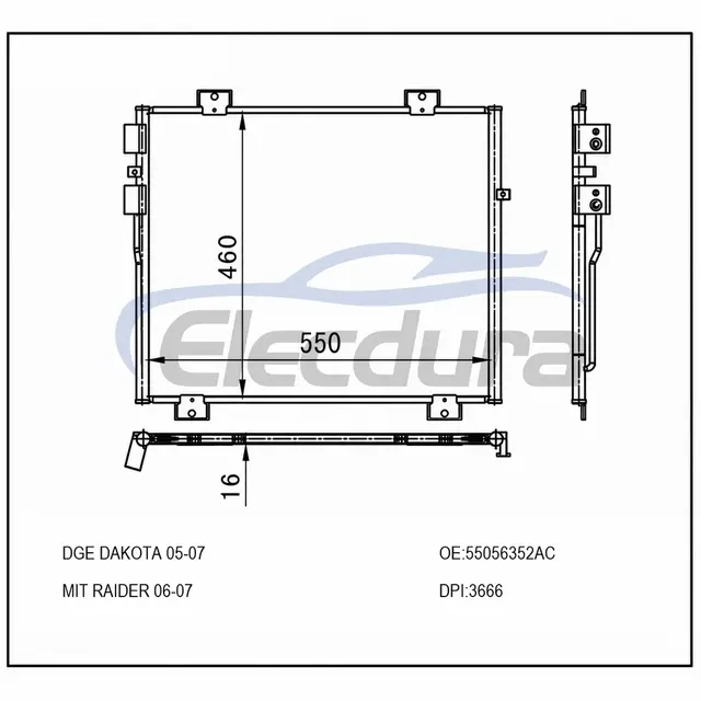 55056352 AC Dodge Dakota 2005-2007 Kondenz&aacute;tor A/C