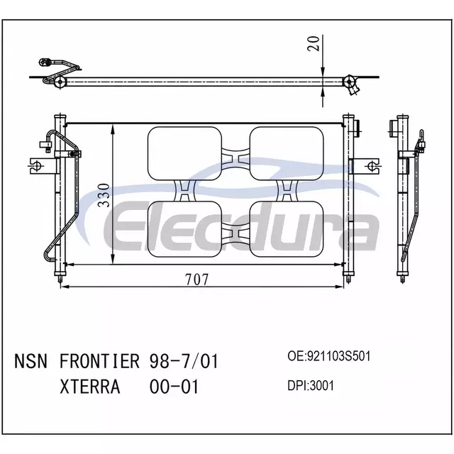 921103S501 Nissan Frontier 1998-2001 Kondensor AC
