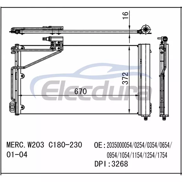 203500-0054 Mercedes-Benz C230 2001-2005 Skraplacz klimatyzacji