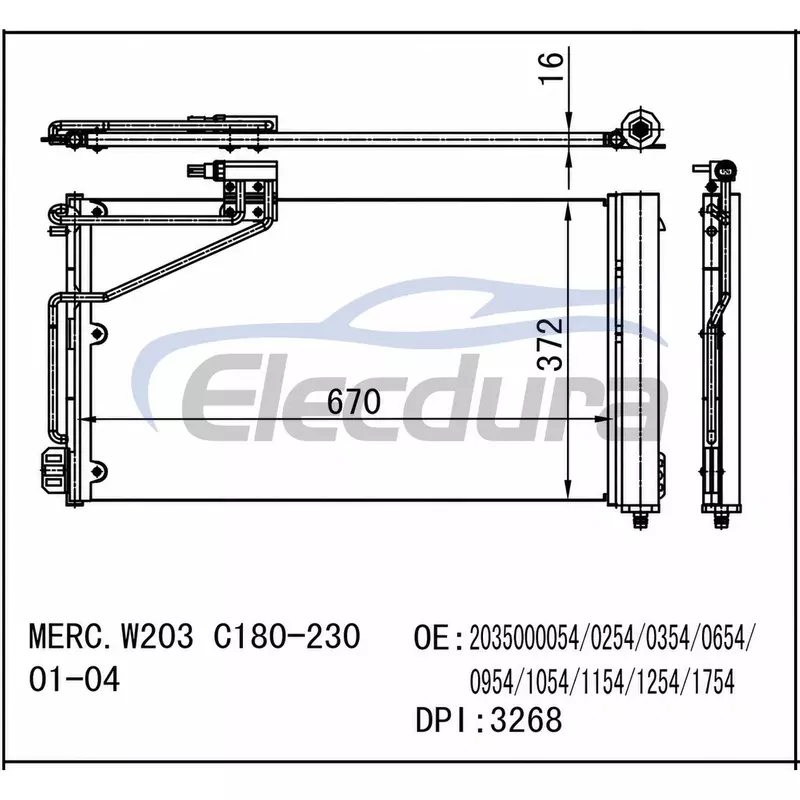 203500-0054 Mercedes-Benz C230 2001-2005 Klimaanlagenkondensator
