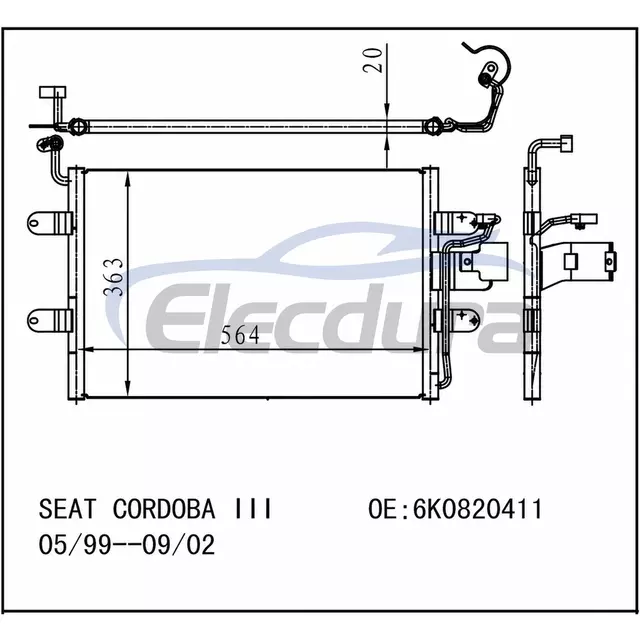 6K0820411 SEAT Cordoba III 2002+ Конденсатор кондиционера