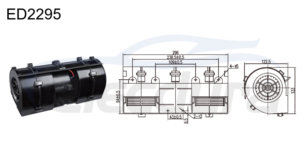 Motor de ventilador de 27 V 270 W HVAC para HOWO, flujo de aire de 800 m&sup3;/h