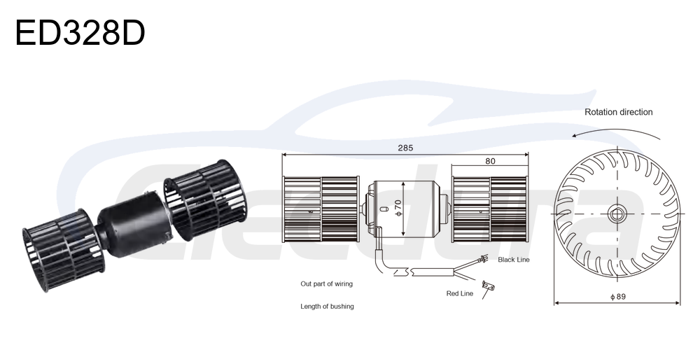 Conjunto de motor de soplador de 27 V 140 W HVAC , velocidad de 3500 rpm