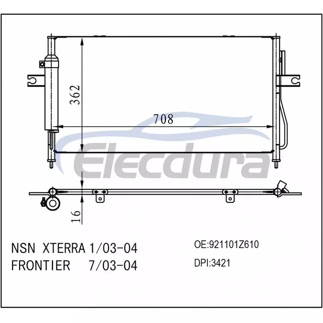 921101Z610 Nissan Frontier 2003-2004 Condensador de A/C