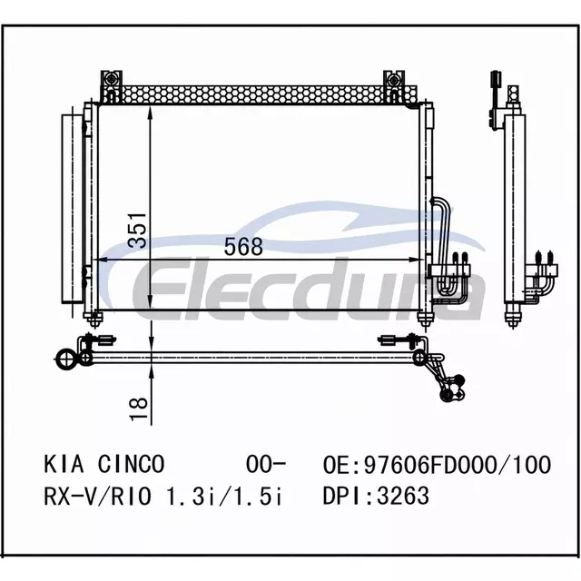 97606-FD000 Kia Cinco 2000+ A/C 콘덴서
