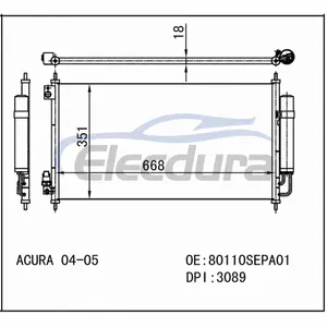 80110SEPA01 Honda Acu Tl 2004-2008 Kondenz&aacute;tor A/C
