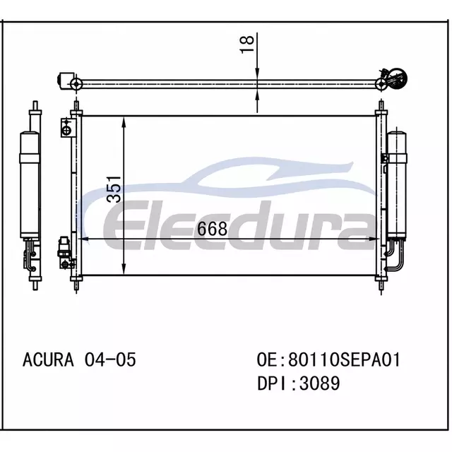 80110SEPA01 Honda Acu Tl 2004-2008 A/C kondenz&aacute;tor