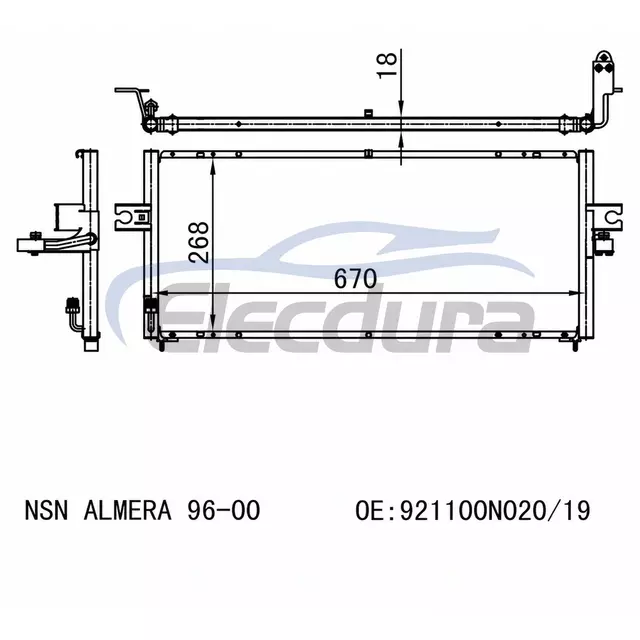 921100N020 Nissan Almera 1996-2000 A/C kondenz&aacute;tor