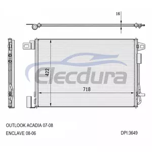 25975431 Saturn Outlook Acadia 2007-2008 Condensateur A/C Noyau 16 mm