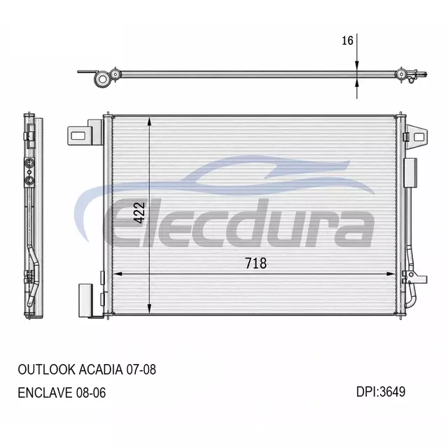 25975431 Saturn Outlook Acadia 2007-2008 Kondensor A/C Inti 16mm