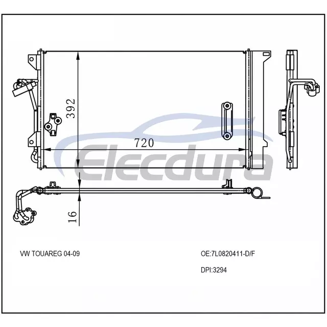 7L0820411D โฟล์คสวาเก้น Touareg 2004-2009 A/C คอนเดนเซอร์