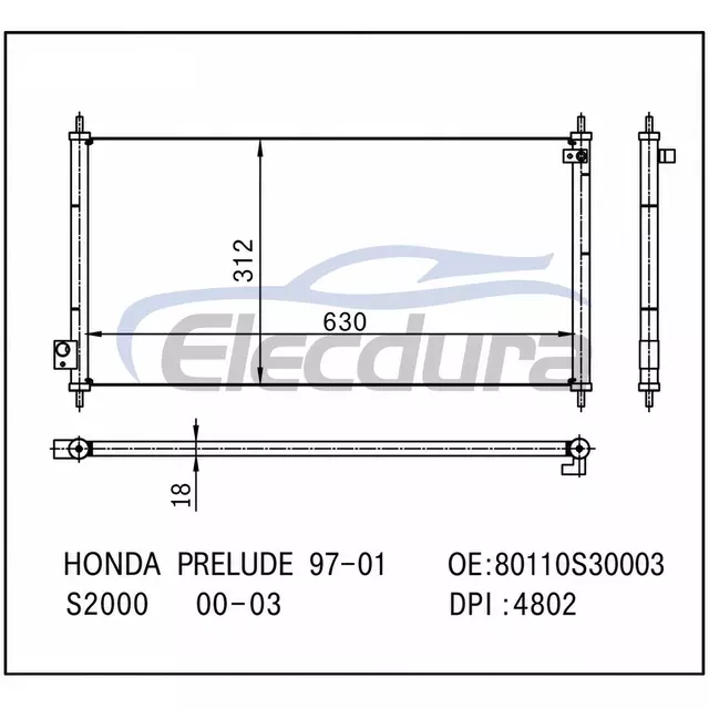 80110S30003 Honda Prelude 1997-2001 A/C kondenz&aacute;tor