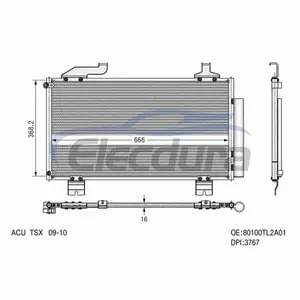 80100TL2A01 Acura TSX 2009-2014 Condensatore A/C Assemblea