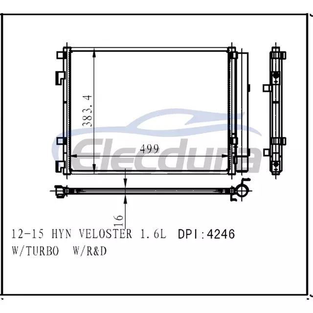 conjunto do condensador do A/C de 976062V700 Hyundai Veloster 2012-2015