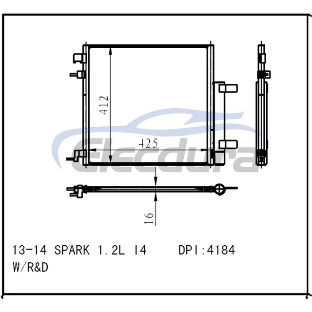 42366121 Chevrolet Spark 2013-2014 Klima Kondansat&ouml;r&uuml; 16mm &Ccedil;ekirdek